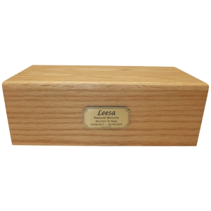 Pet Cremation Gold Memorial - Timber Oak Box