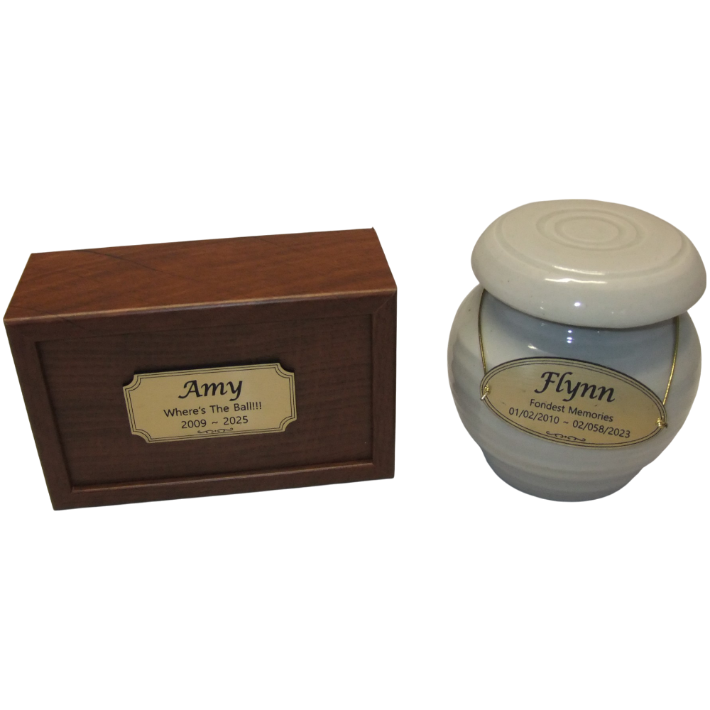 Tiny Pet Basic Memorial – Ivory Urn or Imported Timber Box