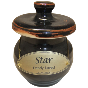 Tiny Pet Cremation Gold Memorial Ceramic Urn in Rustic Black