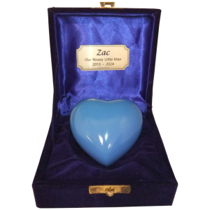KEEPSAKE BLUE HEART IN VELVET BOX