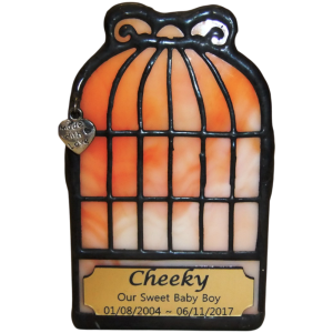 Tiny Pet Cremation. Stained Glass Birdcage in Yellow Tiny Pet Cremation. Stained Glass Birdcage in Yellow