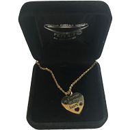 KEEPSAKE STAINLESS STEEL GOLD NECKLACE DOUBLE HEART 2GN
