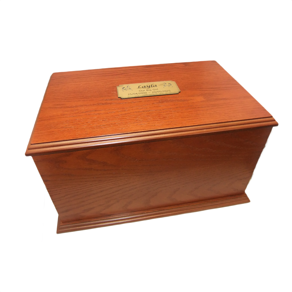 Large Pet Cremation Basic Memorial – Box with handles in Rosewood