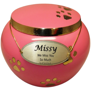 Pet Cremation Premium 5 – Pink Metal Paw Print Urn