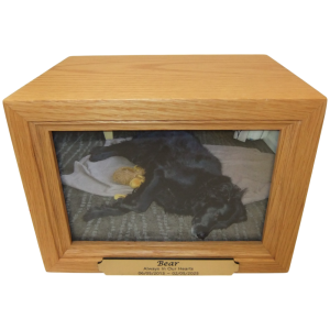 Pet Cremation Premium 8 – Timber Photo Box in Oak