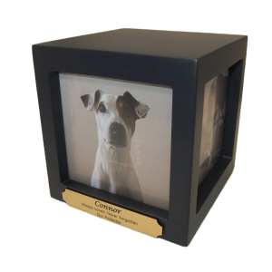 Pet Cremation Premium 16 – Cube Timber Photo Box in Navy