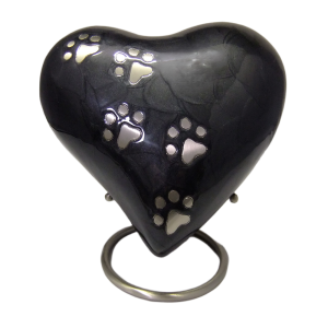 Pet Cremation Premium 18 – Metal Charcoal Grey Heart with Stand