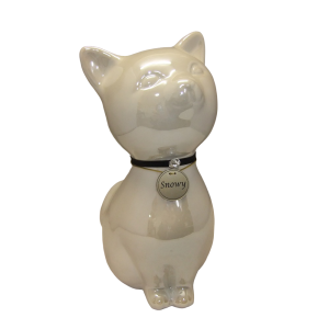 Pet Cremation Premium 7A – Pearl White Metal Cat Urn