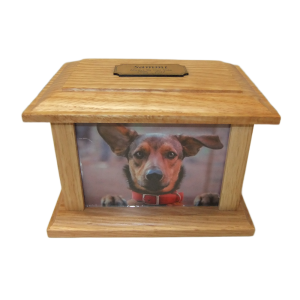 Pet Cremation Premium 8A Timber Photo Box in Oak