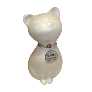 Pet Cremation Premium 7A – Pearl White Metal Cat Urn