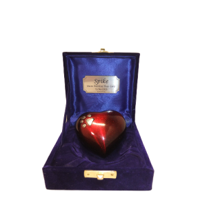 KEEPSAKE RED HEART WITH PAW PRINT IN A VELVET BOX
