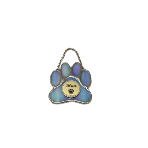 STAINED GLASS PAW PRINT IN BLUE