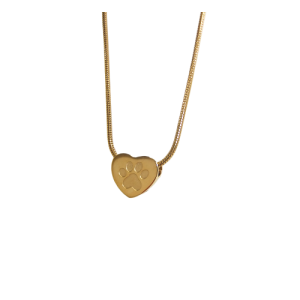KEEPSAKE STAINLESS STEEL GOLD NECKLACE -HEART WITH PAW PRINT