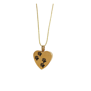 KEEPSAKE STAINLESS STEEL GOLD NECKLACE -HEART WITH PAWS