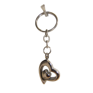KEEPSAKE STAINLESS STEEL SILVER KEYRINGS -DOUBLE HEART