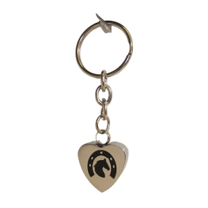 KEEPSAKE STAINLESS STEEL SILVER KEYRINGS -HEART WITH HORSE & HORSE SHOE