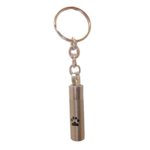 KEEPSAKE STAINLESS STEEL SILVER KEYRINGS -CYLINDER WITH PAW PRINT KEEPSAKE STAINLESS STEEL SILVER KEYRINGS -CYLINDER WITH PAW PRINT