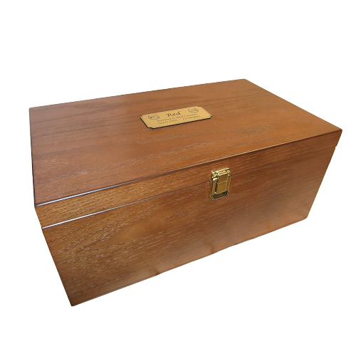 Large Pet Cremation Basic Memorial – Box with gold latch in Oak