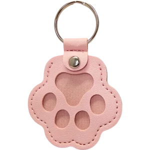 Leather Paw Print Keyring in Pink