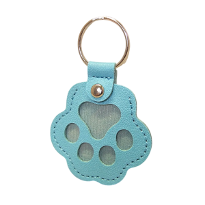 Leather Paw Print Keyring in Blue