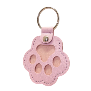 Leather Paw Print Keyring in Purple