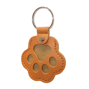 Leather Paw Print Keyring in Tan