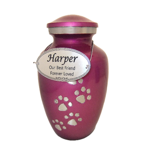 Pet Cremation Premium 5A – Classic Magenta Purple Metal Paw Print Urn